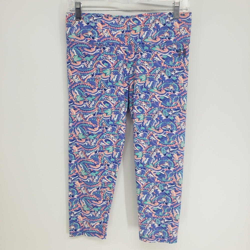 Victoria's Secret Abstract Paisley Capri Leggings Women Medium Blue Cropped